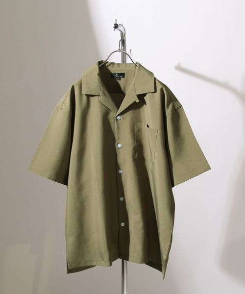 ZIP FIVE（ジップファイブ）の「【ZIP FIVE】高密度ポリトロ半端袖オープンカラーシャツ【ビッグシルエット】（シャツ/ブラウス・メンズ・パープル/カーキ/ブラック系/ブラック系3/ブラック/ブラック系1/ネイビー/ベージュ系/ベージュ/ブルー/ブラック系2/ブラウン/ベージュ系1・LARGE/MEDIUM/X-LARGE）」の10枚目の写真