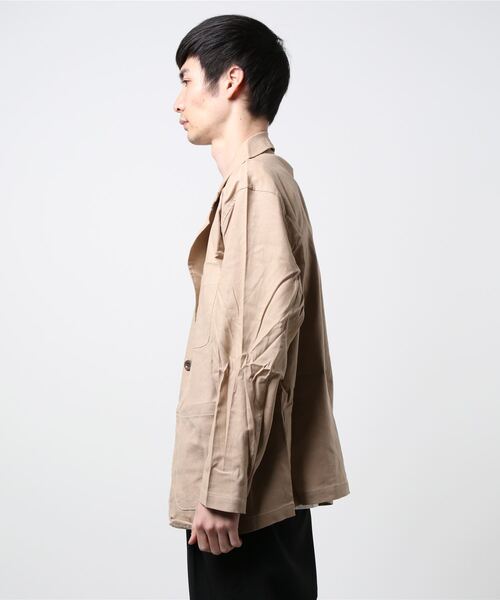 Starting Over（スターティングオーバー）の「綿麻ストレッチラペルドステッチ配色テーラードジャケット（テーラードジャケット・メンズ・ベージュ/ブラック/カーキ/ネイビー/アイボリー・M/XL/L）」の7枚目の写真