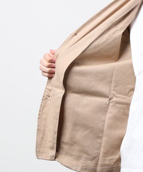 Starting Over（スターティングオーバー）の「綿麻ストレッチラペルドステッチ配色テーラードジャケット（テーラードジャケット・メンズ・ベージュ/ブラック/カーキ/ネイビー/アイボリー・M/XL/L）」の6枚目の写真