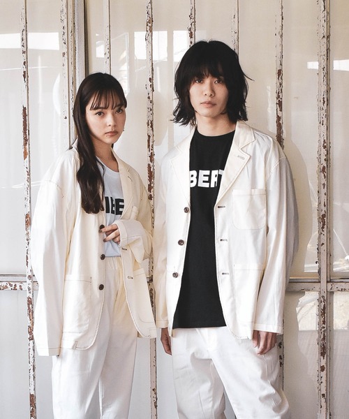 Starting Over（スターティングオーバー）の「綿麻ストレッチラペルドステッチ配色テーラードジャケット（テーラードジャケット・メンズ・ベージュ/ブラック/カーキ/ネイビー/アイボリー・M/XL/L）」の2枚目の写真