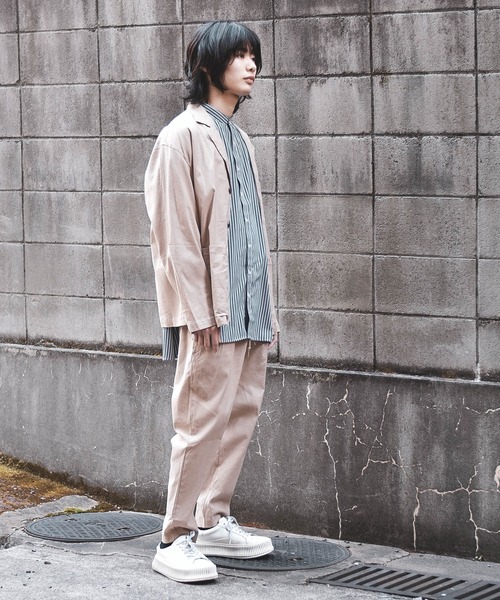 Starting Over（スターティングオーバー）の「綿麻ストレッチラペルドステッチ配色テーラードジャケット（テーラードジャケット・メンズ・ベージュ/ブラック/カーキ/ネイビー/アイボリー・M/XL/L）」の18枚目の写真