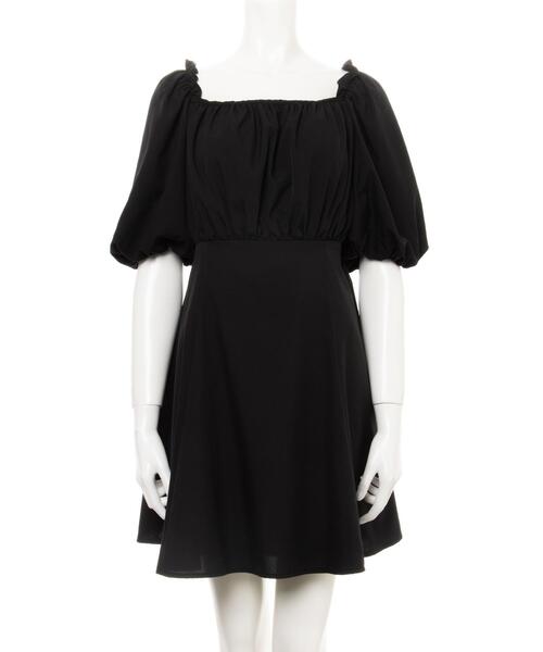 Allamanda（アラマンダ）の「バルーン袖Backレースアップミニワンピース（ワンピース・レディース・ブラック/ミント/ブラック系その他3・M）」の4枚目の写真