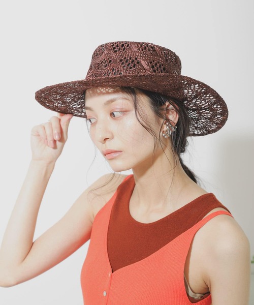 SENSE OF PLACE by URBAN RESEARCH(センスオブプレイスバイアーバンリサーチ)の「スカシアミハット(ハット・レディース・ブラウン/アイボリー/ブラック・ONE)」の8枚目の写真