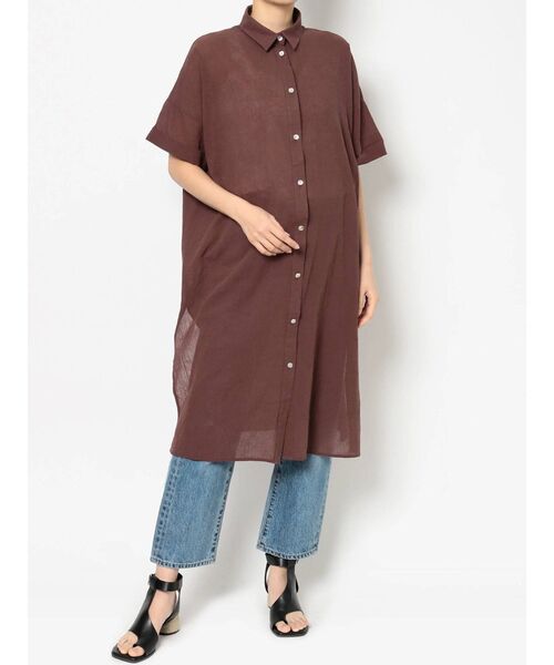 Ungrid（アングリッド）の「サイドスリットロングシャツ（シャツ/ブラウス・レディース・ブラウン/オフホワイト/ブルー・FREE）」の10枚目の写真