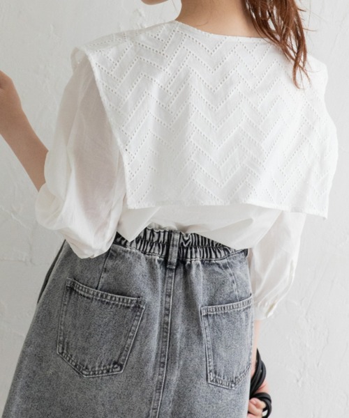 Mysa&Liina（ミーサリーナ）の「ビックセーラーカラーブラウス（シャツ/ブラウス・レディース・ブラック/オフホワイト/グレイッシュベージュ・M）」の8枚目の写真