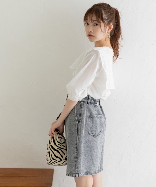 Mysa&Liina（ミーサリーナ）の「ビックセーラーカラーブラウス（シャツ/ブラウス・レディース・ブラック/オフホワイト/グレイッシュベージュ・M）」の4枚目の写真