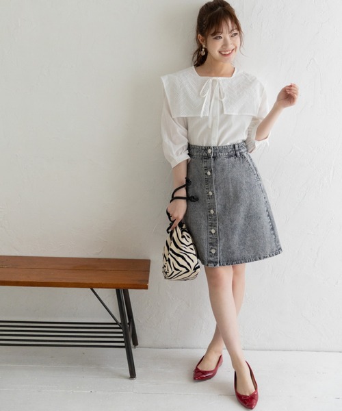 Mysa&Liina（ミーサリーナ）の「ビックセーラーカラーブラウス（シャツ/ブラウス・レディース・ブラック/オフホワイト/グレイッシュベージュ・M）」の5枚目の写真