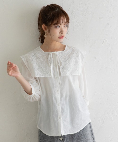 Mysa&Liina（ミーサリーナ）の「ビックセーラーカラーブラウス（シャツ/ブラウス・レディース・ブラック/オフホワイト/グレイッシュベージュ・M）」の6枚目の写真