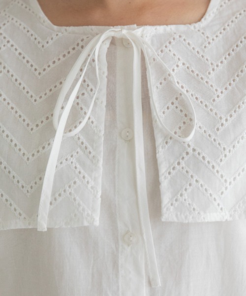 Mysa&Liina（ミーサリーナ）の「ビックセーラーカラーブラウス（シャツ/ブラウス・レディース・ブラック/オフホワイト/グレイッシュベージュ・M）」の10枚目の写真