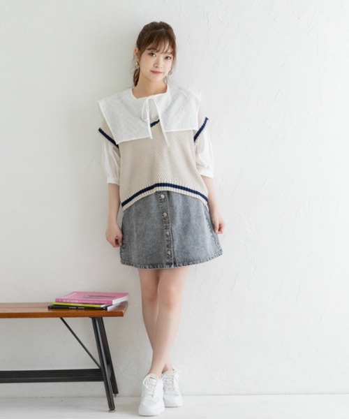 Mysa&Liina（ミーサリーナ）の「ビックセーラーカラーブラウス（シャツ/ブラウス・レディース・ブラック/オフホワイト/グレイッシュベージュ・M）」の14枚目の写真