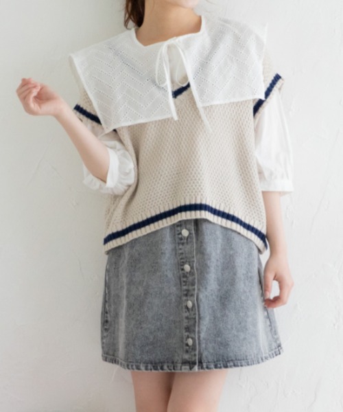 Mysa&Liina（ミーサリーナ）の「ビックセーラーカラーブラウス（シャツ/ブラウス・レディース・ブラック/オフホワイト/グレイッシュベージュ・M）」の15枚目の写真