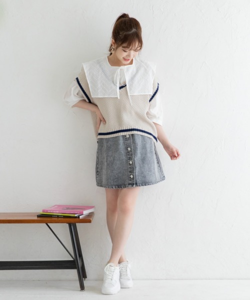 Mysa&Liina（ミーサリーナ）の「ビックセーラーカラーブラウス（シャツ/ブラウス・レディース・ブラック/オフホワイト/グレイッシュベージュ・M）」の16枚目の写真