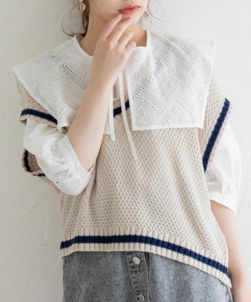 Mysa&Liina（ミーサリーナ）の「ビックセーラーカラーブラウス（シャツ/ブラウス・レディース・ブラック/オフホワイト/グレイッシュベージュ・M）」の18枚目の写真