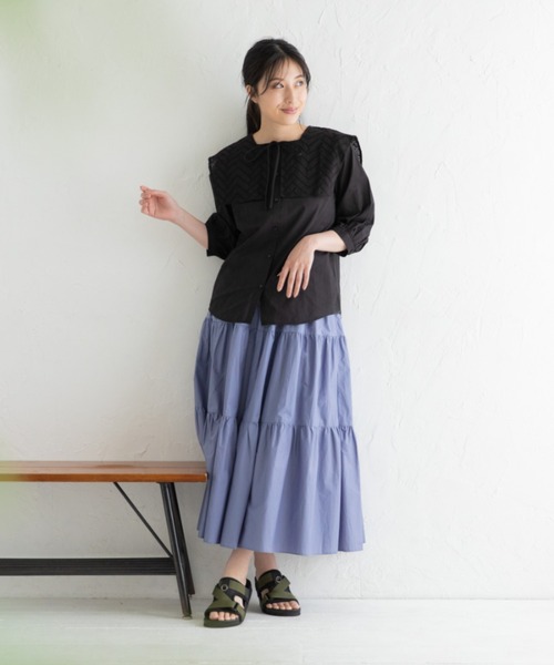 Mysa&Liina（ミーサリーナ）の「ビックセーラーカラーブラウス（シャツ/ブラウス・レディース・ブラック/オフホワイト/グレイッシュベージュ・M）」の19枚目の写真