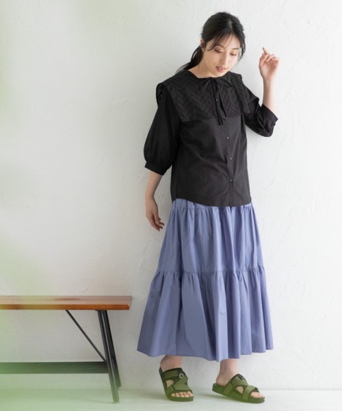 Mysa&Liina（ミーサリーナ）の「ビックセーラーカラーブラウス（シャツ/ブラウス・レディース・ブラック/オフホワイト/グレイッシュベージュ・M）」の20枚目の写真