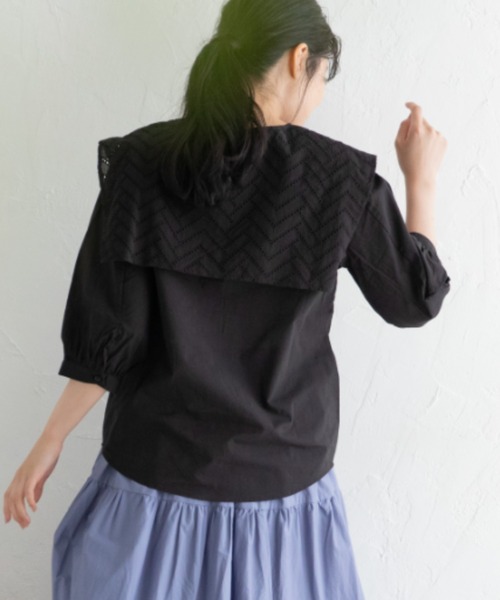 Mysa&Liina（ミーサリーナ）の「ビックセーラーカラーブラウス（シャツ/ブラウス・レディース・ブラック/オフホワイト/グレイッシュベージュ・M）」の22枚目の写真