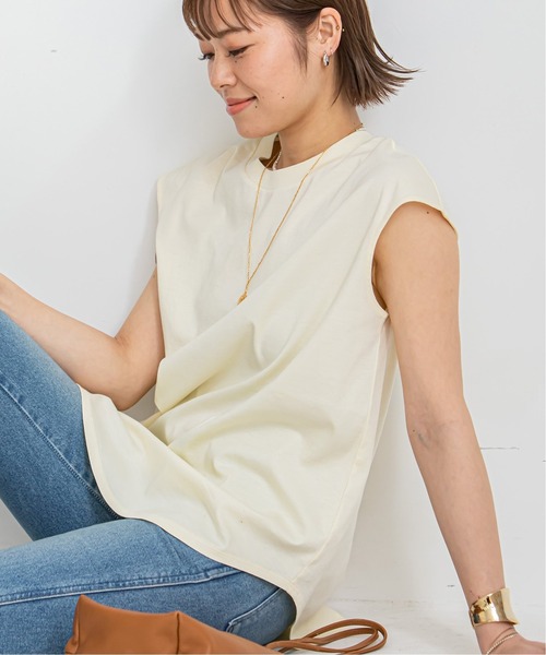 Noble（ノーブル）の「亜耶バネッサさん監修 SLEEVELESS LONG Tシャツ◆（Tシャツ/カットソー・レディース・サックスブルー/パープル/ライトグレー/ブルー/ホワイト/オフホワイト/ネイビー/ベージュ・FREE）」の3枚目の写真