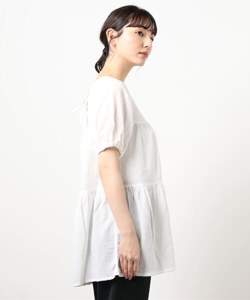 ehka sopo（エヘカソポ）の「前後着ティアードブラウス（シャツ/ブラウス・レディース・グリーン/オフホワイト/ダークブラウン・ﾌﾘ-）」の5枚目の写真