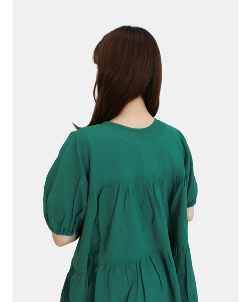 ehka sopo（エヘカソポ）の「前後着ティアードブラウス（シャツ/ブラウス・レディース・グリーン/オフホワイト/ダークブラウン・ﾌﾘ-）」の9枚目の写真