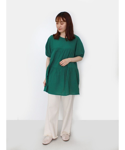 ehka sopo（エヘカソポ）の「前後着ティアードブラウス（シャツ/ブラウス・レディース・グリーン/オフホワイト/ダークブラウン・ﾌﾘ-）」の11枚目の写真