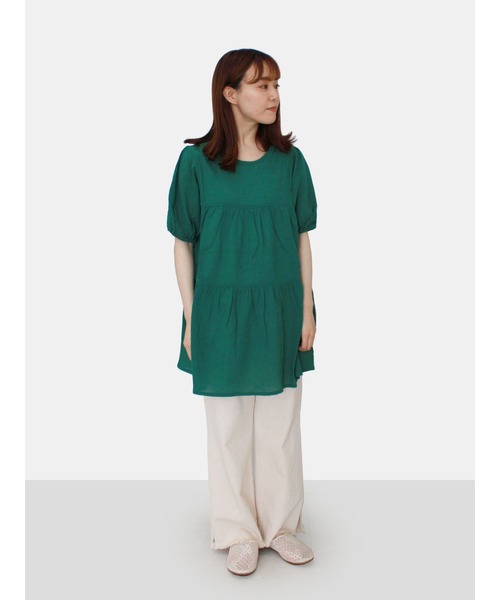 ehka sopo（エヘカソポ）の「前後着ティアードブラウス（シャツ/ブラウス・レディース・グリーン/オフホワイト/ダークブラウン・ﾌﾘ-）」の12枚目の写真