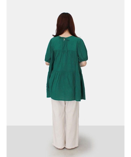 ehka sopo（エヘカソポ）の「前後着ティアードブラウス（シャツ/ブラウス・レディース・グリーン/オフホワイト/ダークブラウン・ﾌﾘ-）」の13枚目の写真