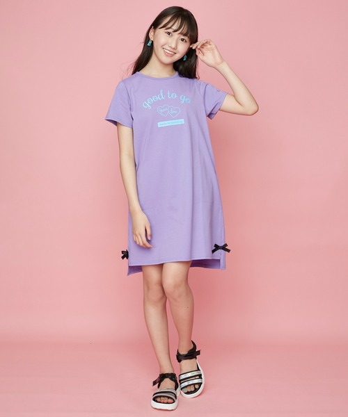 JENNI love（ジェニィラブ）の「接触冷感リボン付きスリットワンピース（ワンピース・キッズ・ブラック/カーキ/パープル・150cm/160cm/140cm/130cm）」の6枚目の写真