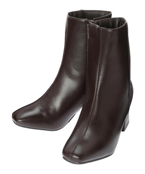 AMERICAN HOLIC（アメリカンホリック）の「ふっくらクッションチャンキーヒールショートブーツ（ブーツ・レディース・ブラウン/グレイッシュベージュ/ブラック/アイボリー・M/S/L）」の18枚目の写真