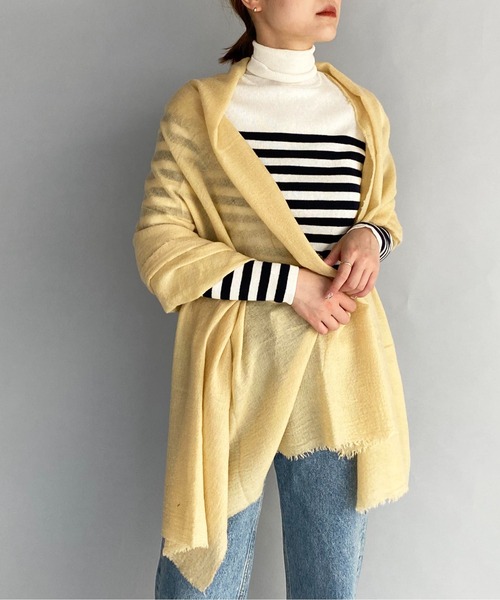 PICCIN（ピッチン）の「ウール混軽ふわストール（ストール/ショール・レディース・ベージュ/イエロー/ブルー・FREE）」の4枚目の写真