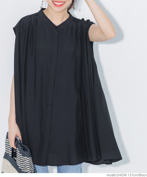 coca(coca)(コカ)の「バンドカラーギャザーブラウス(シャツ/ブラウス・レディース・ライトブルー/ブラック・ONE SIZE)」の11枚目の写真