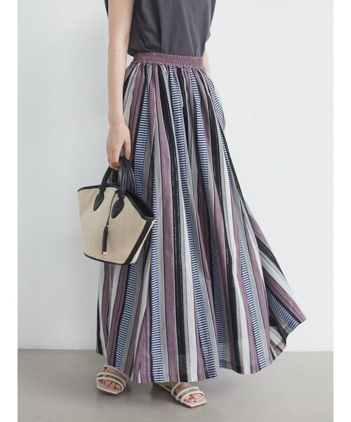 ELENCARE DUE(エレンカーレデュエ)の「・ELENCARE DUEマルチストライプスカート*(スカート・レディース・チャコールグレー/ネイビー/パープル・FREE)」の6枚目の写真