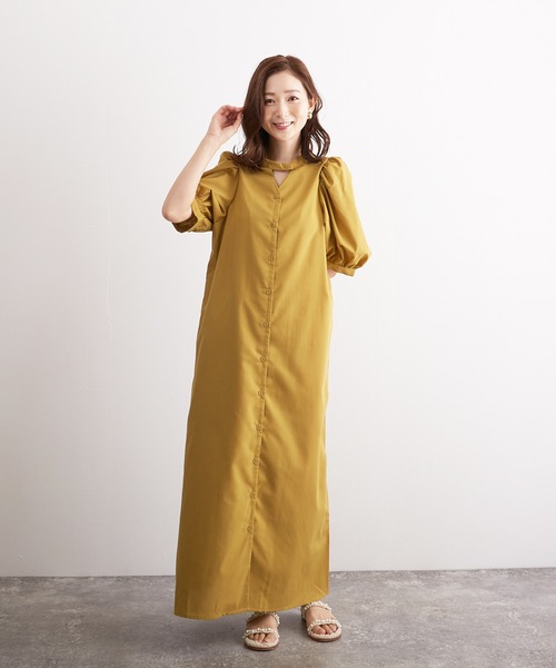 Wefst（ウェスト）の「【Wefst】T/Cブロード2wayワンピース（ワンピース・レディース・ブラック/イエロー系その他/グレイッシュベージュ・FREE）」の3枚目の写真