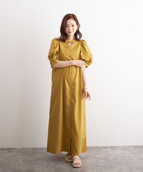 Wefst（ウェスト）の「【Wefst】T/Cブロード2wayワンピース（ワンピース・レディース・ブラック/イエロー系その他/グレイッシュベージュ・FREE）」の13枚目の写真