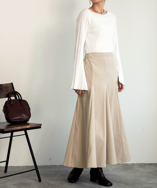 BONLECILL(ボンルシール)の「スウェードライク マーメイド フレアスカート(スカート・レディース・ライトベージュ/ブラウン/ブラック/グリーン/テラコッタ・FREE)」の18枚目の写真