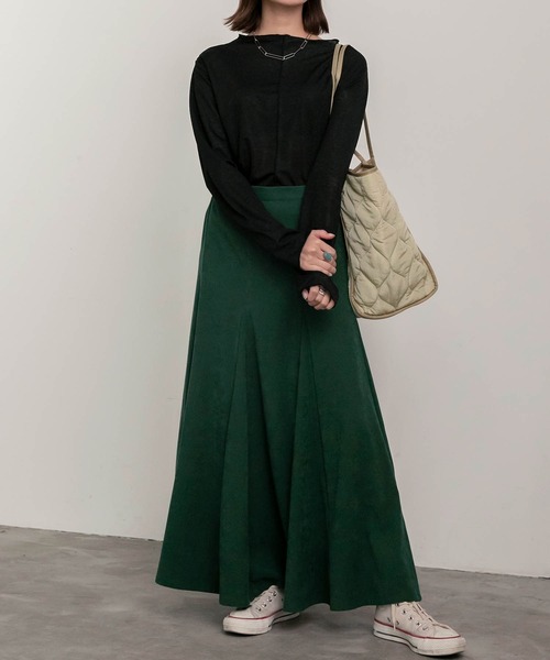 BONLECILL(ボンルシール)の「スウェードライク マーメイド フレアスカート(スカート・レディース・ライトベージュ/ブラウン/ブラック/グリーン/テラコッタ・FREE)」の19枚目の写真