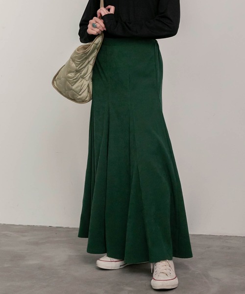 BONLECILL(ボンルシール)の「スウェードライク マーメイド フレアスカート(スカート・レディース・ライトベージュ/ブラウン/ブラック/グリーン/テラコッタ・FREE)」の7枚目の写真