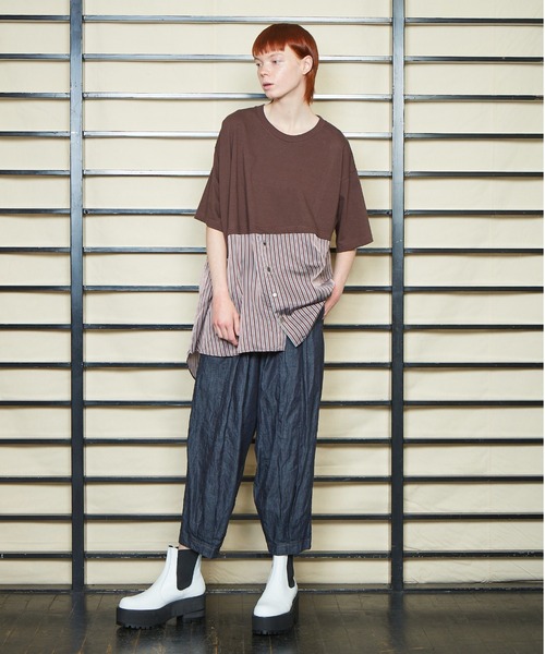 gomme（ゴム）の「24/-天竺 ドッキングT（Tシャツ/カットソー）」 - WEAR