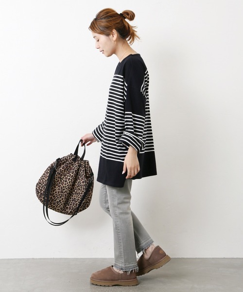 JOURNAL STANDARD（ジャーナルスタンダード）の「コットンボーダープルオーバー◆（Tシャツ/カットソー・レディース・パープル/ベージュ/ブラック/キャメル・FREE）」の5枚目の写真