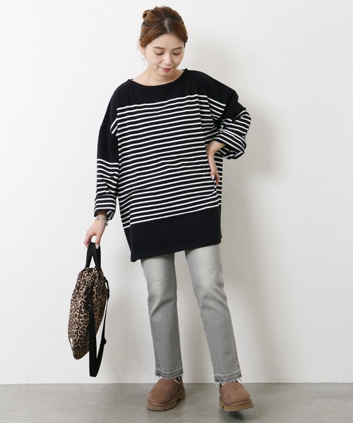 JOURNAL STANDARD（ジャーナルスタンダード）の「コットンボーダープルオーバー◆（Tシャツ/カットソー・レディース・パープル/ベージュ/ブラック/キャメル・FREE）」の9枚目の写真