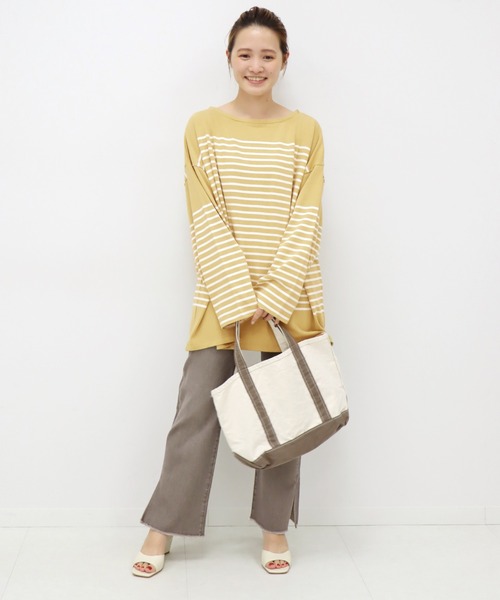 JOURNAL STANDARD（ジャーナルスタンダード）の「コットンボーダープルオーバー◆（Tシャツ/カットソー・レディース・パープル/ベージュ/ブラック/キャメル・FREE）」の10枚目の写真