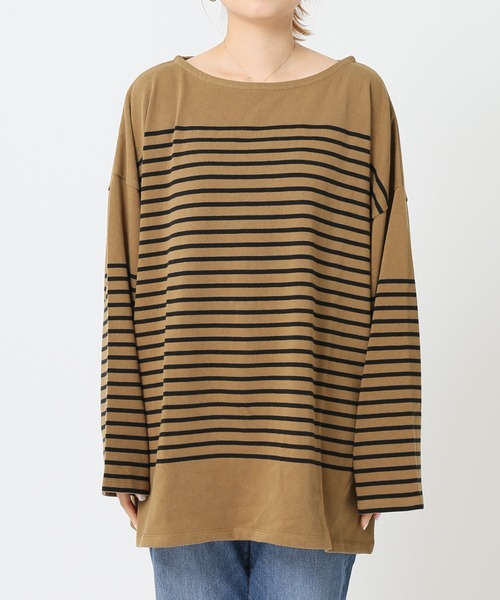 JOURNAL STANDARD（ジャーナルスタンダード）の「コットンボーダープルオーバー◆（Tシャツ/カットソー・レディース・パープル/ベージュ/ブラック/キャメル・FREE）」の8枚目の写真