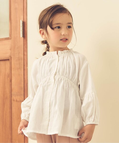 apres les cours（アプレレクール）の「ギャザーシャツチュニック（チュニック・キッズ・ベージュ/アイボリー・140/90/100/110/120/80/130）」の2枚目の写真