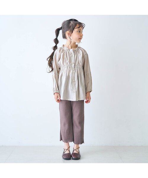 apres les cours（アプレレクール）の「ギャザーシャツチュニック（チュニック・キッズ・ベージュ/アイボリー・140/90/100/110/120/80/130）」の3枚目の写真