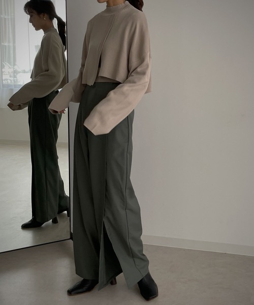 &g'aime(アンジェム)の「【&g’aime】ケープレイヤードニット(ニット/セーター・レディース・ブラック/ブラウン/グレー/グレイッシュベージュ・FREE)」の13枚目の写真