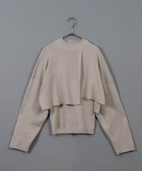 &g'aime(アンジェム)の「【&g’aime】ケープレイヤードニット(ニット/セーター・レディース・ブラック/ブラウン/グレー/グレイッシュベージュ・FREE)」の14枚目の写真