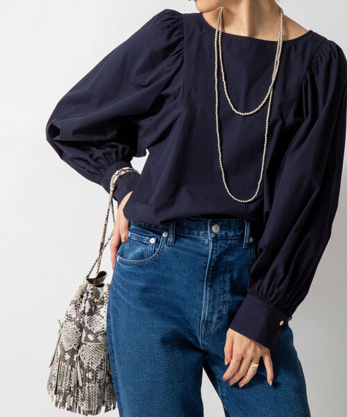 NOLLEY’S（ノーリーズ）の「ボリュームスリーブブラウス（シャツ/ブラウス・レディース・サーモンピンク/ロイヤルブルー/ホワイト/ネイビー・36/38）」の3枚目の写真