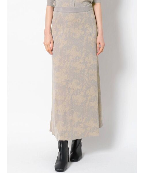 LAGUNAMOON（ラグナムーン）の「ジャガードパターンニットスカート（スカート・レディース・ライトグレー/ブラウン・SMALL/MEDIUM）」の3枚目の写真