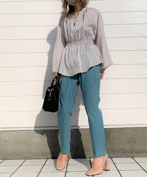 Q（キュー）の「抗菌防臭ストレッチテーパードパンツ（その他パンツ・レディース・ブラック/エメラルド・MEDIUM）」の6枚目の写真