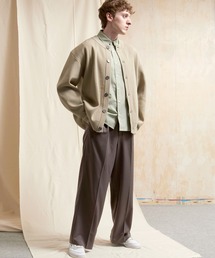 EMMA CLOTHES | TRストレッチスーツ地 ストレート 1タック センタープレスイージーカラーワイドパンツ EMMA CLOTHES 2021AW(スラックス)