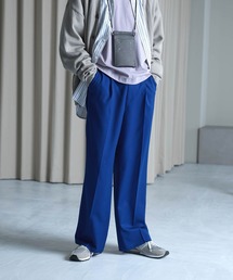 EMMA CLOTHES | TRストレッチスーツ地 ストレート 1タック センタープレスイージーカラーワイドパンツ EMMA CLOTHES 2022 SPRING(スラックス)